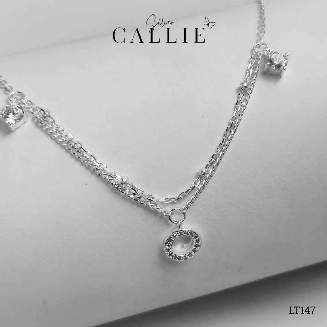 LT147 - Lắc tay bạc Callie Silver dây đôi vòng tròn - Image 8