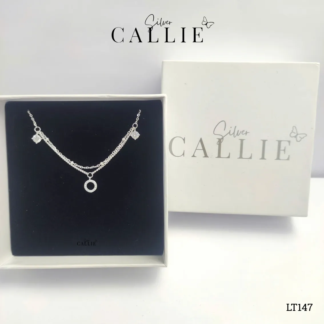 LT147 - Lắc tay bạc Callie Silver dây đôi vòng tròn - Image 9