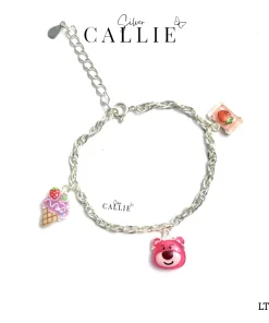 Lắc tay bạc em bé Callie Silver dây xoắn móc kèm charm