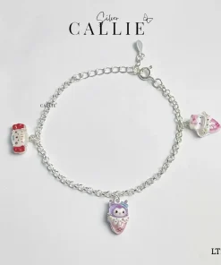 Lắc tay bạc em bé Callie Silver dây móc tròn kèm charm