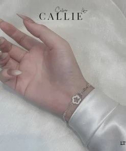 Alternative view of LT243 - Lắc tay bạc Callie Silver hoa lớn đính đá lồng hoa trơn nhỏ