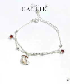 LT247 - Lắc tay bạc Callie Silver tất xà cừ và đá đỏ