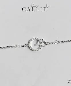 LT248 - Lắc tay bạc Callie Silver vòng tròn đính đá nối trái tim