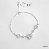 LT250 - Lắc tay bạc Callie Silver cỏ 4 lá viền đá và khoen tròn