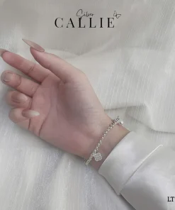 Alternative view of LT252 - Lắc tay bạc Callie Silver dây móc tròn 3li mặt cỏ bốn lá