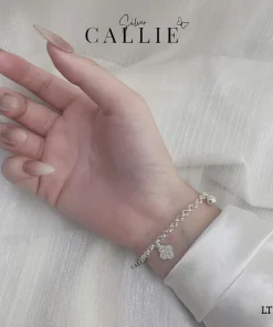 Alternative view of LT253 - Lắc tay bạc Callie Silver dây móc tròn 3li5 mặt cỏ bốn lá