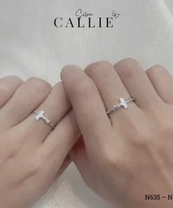 Alternative view of N635 - N636: Nhẫn Bạc Đôi Thiết Kế Callie Silver Thập Giá