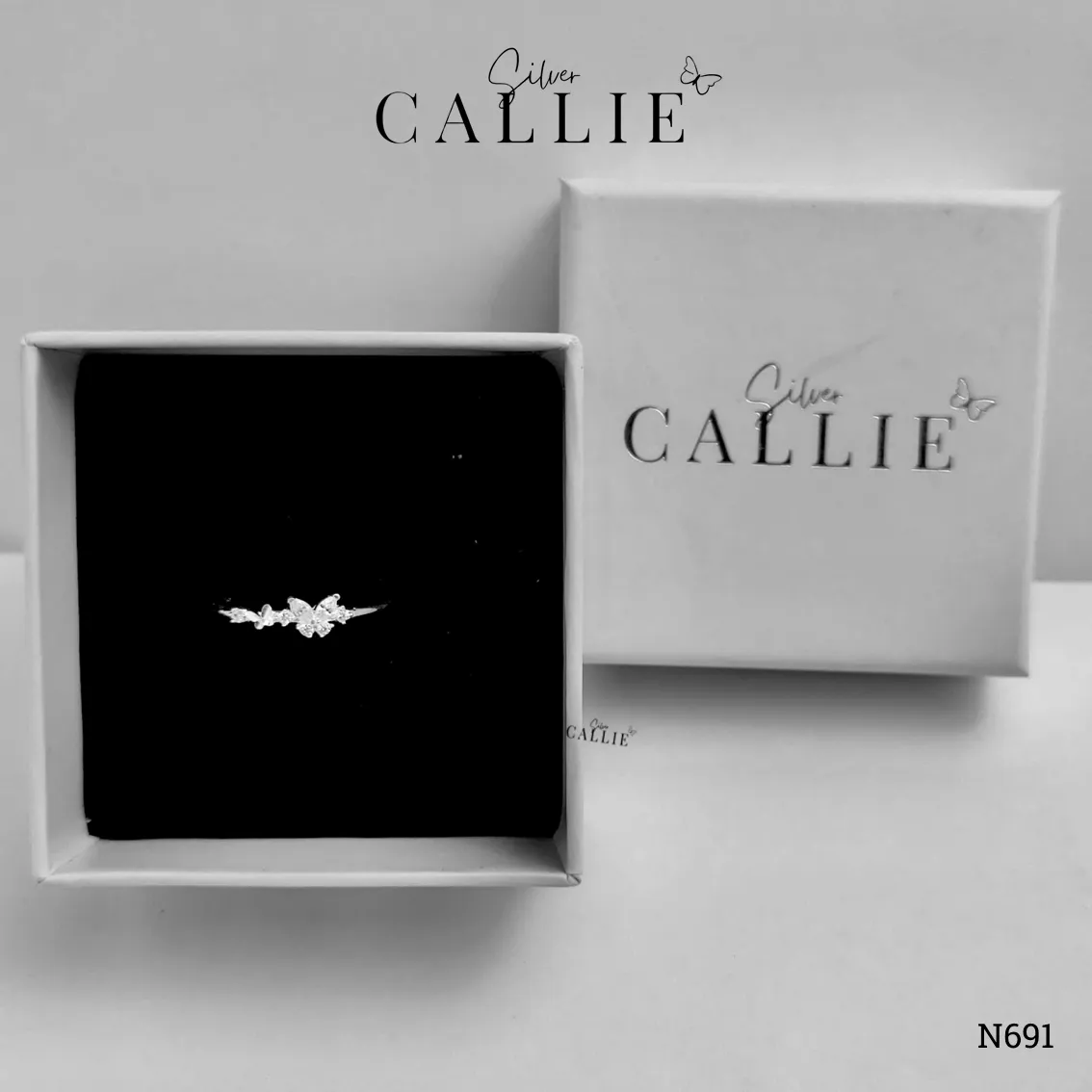 N691 - Nhẫn bạc Callie Silver bươm bướm cắt máy - Hình ảnh 8