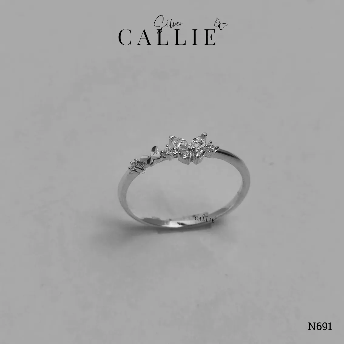 N691 - Nhẫn bạc Callie Silver bươm bướm cắt máy - Hình ảnh 3