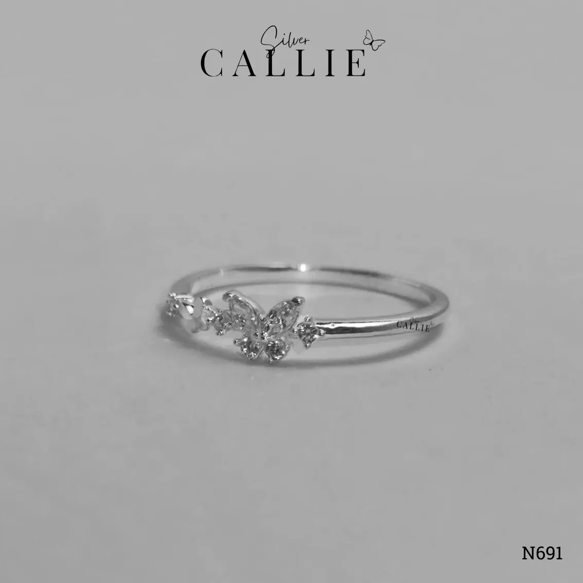 N691 - Nhẫn bạc Callie Silver bươm bướm cắt máy - Hình ảnh 6