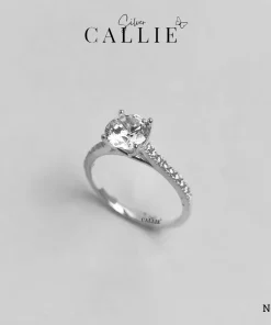 N695 - Nhẫn bạc Callie Silver 1 viên chủ đai xoắn chéo