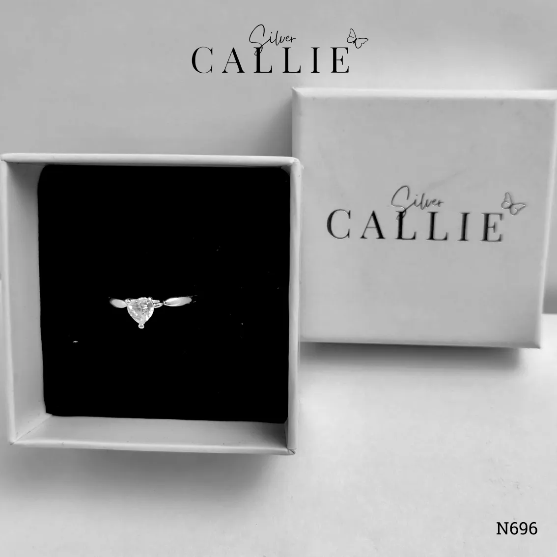 N696 - Nhẫn bạc Callie Silver 1 viên chủ tim đế vô cực - Hình ảnh 9