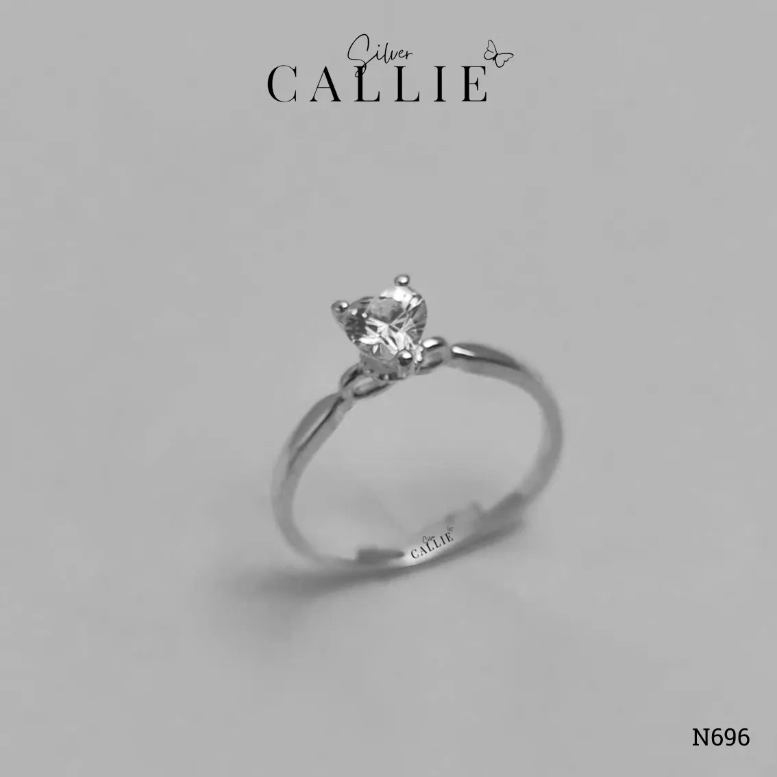 N696 - Nhẫn bạc Callie Silver 1 viên chủ tim đế vô cực