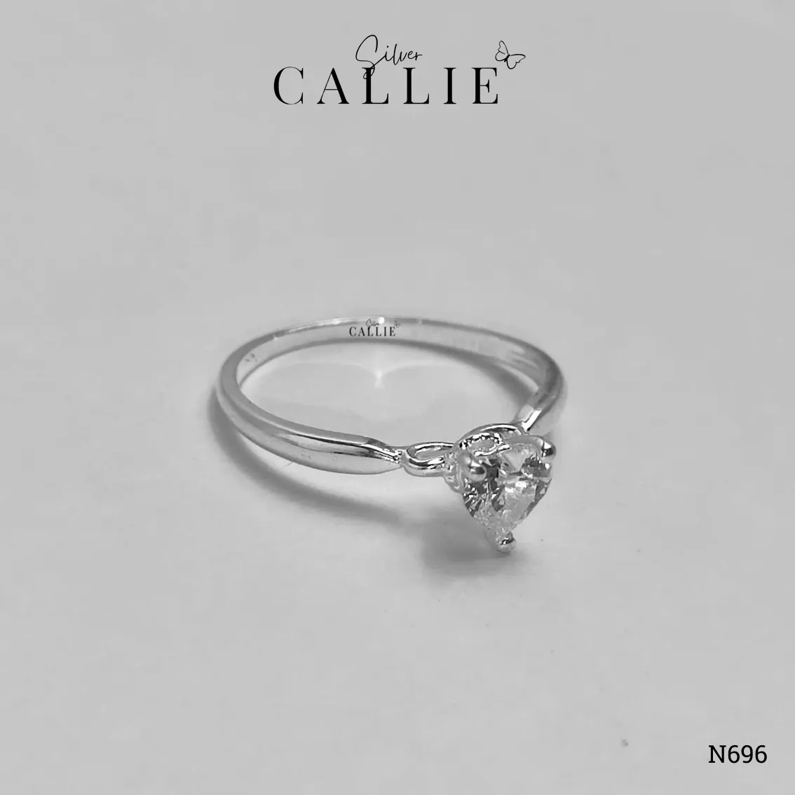 N696 - Nhẫn bạc Callie Silver 1 viên chủ tim đế vô cực - Hình ảnh 6