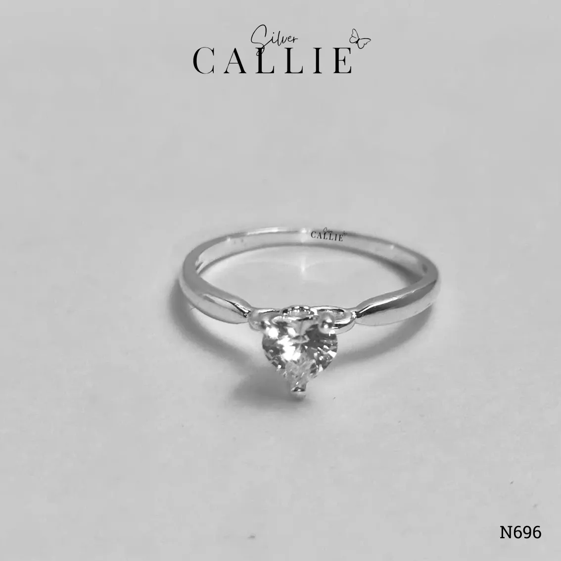 N696 - Nhẫn bạc Callie Silver 1 viên chủ tim đế vô cực - Hình ảnh 7