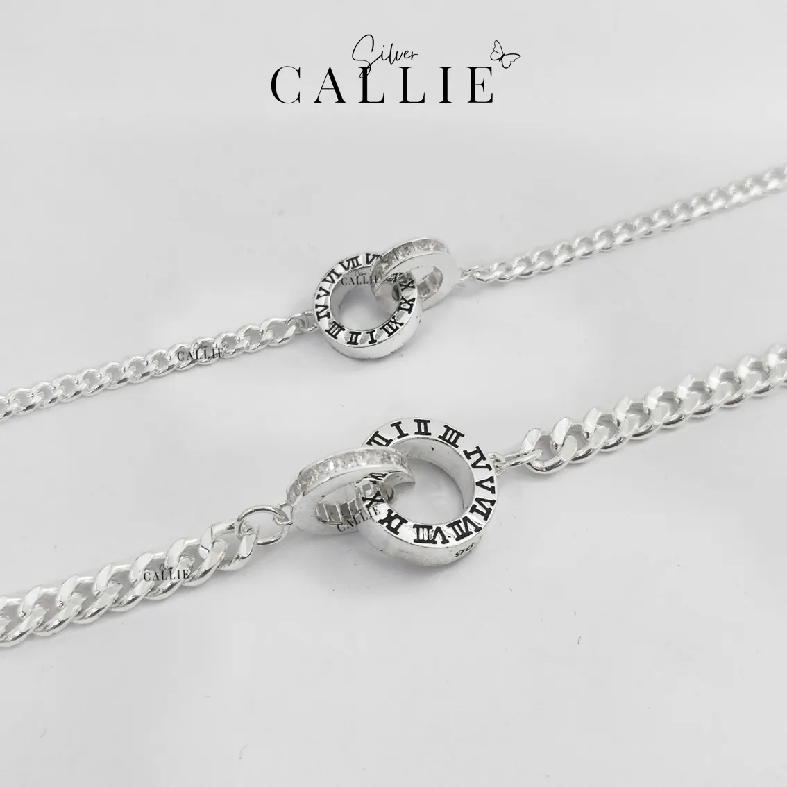 LD34 - LD06: Lắc Tay Đôi Callie Silver Vô Cực Vĩnh Cửu Đen