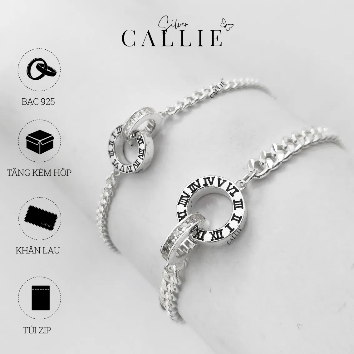 LD34 - LD06: Lắc Tay Đôi Callie Silver Vô Cực Vĩnh Cửu Đen - Hình ảnh 9
