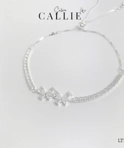 LT254 - Lắc tay bạc Callie Silver nơ đá dây rút