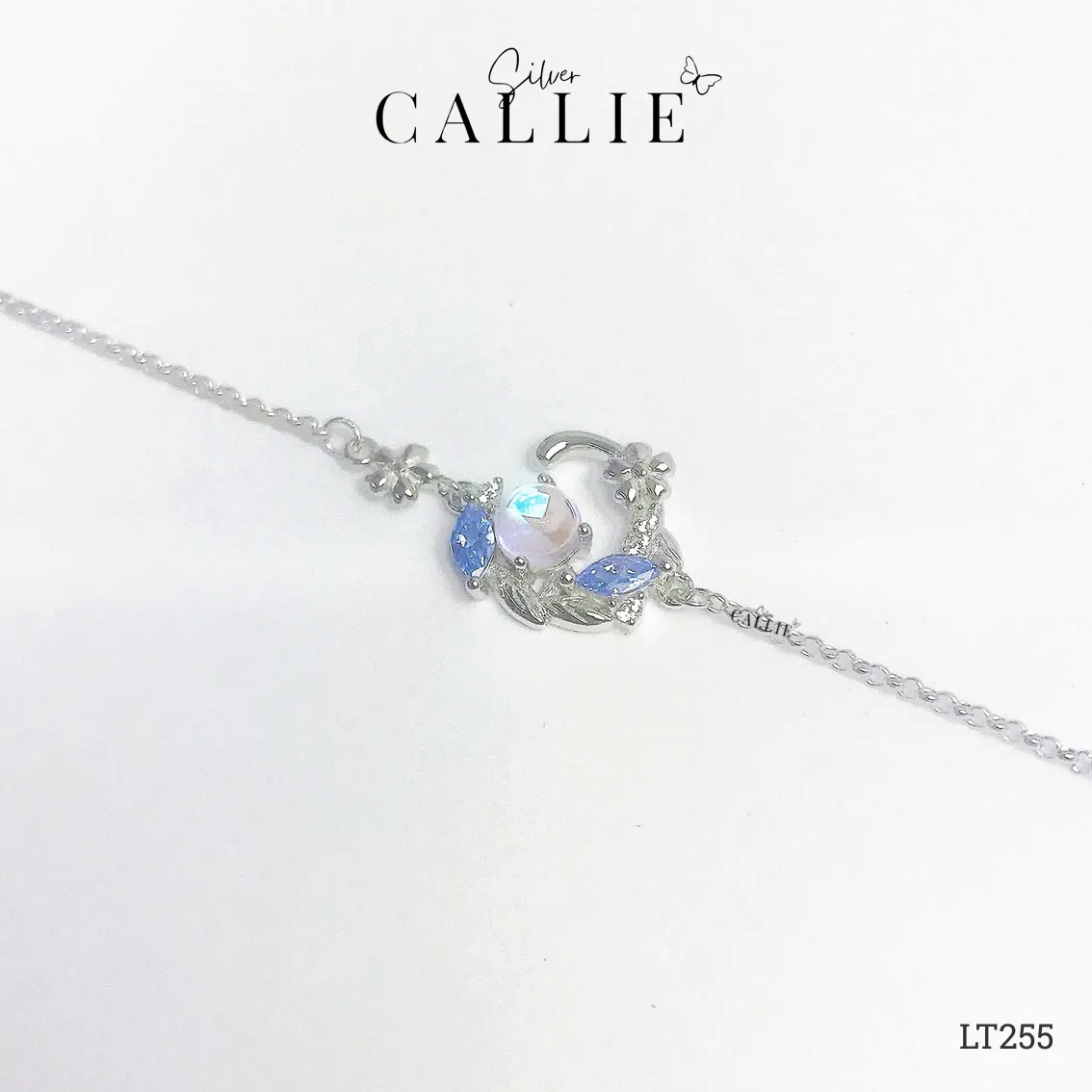LT255 - Lắc Tay Bạc Callie Silver Mặt Trăng Đá Xanh Dương - Hình ảnh 4