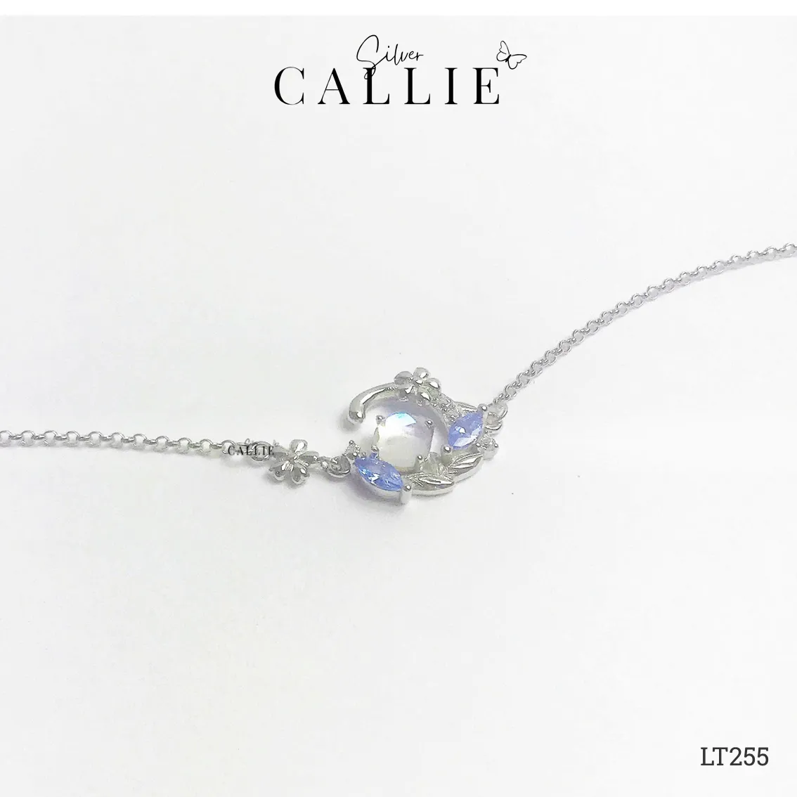 LT255 - Lắc Tay Bạc Callie Silver Mặt Trăng Đá Xanh Dương