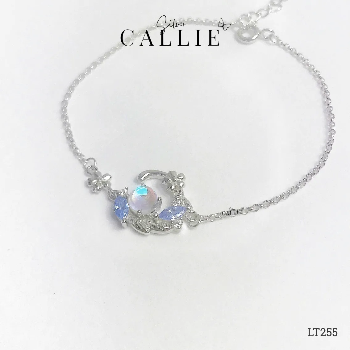 LT255 - Lắc Tay Bạc Callie Silver Mặt Trăng Đá Xanh Dương - Hình ảnh 7