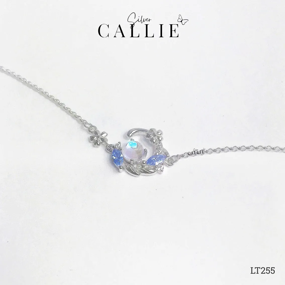 LT255 - Lắc Tay Bạc Callie Silver Mặt Trăng Đá Xanh Dương - Hình ảnh 8