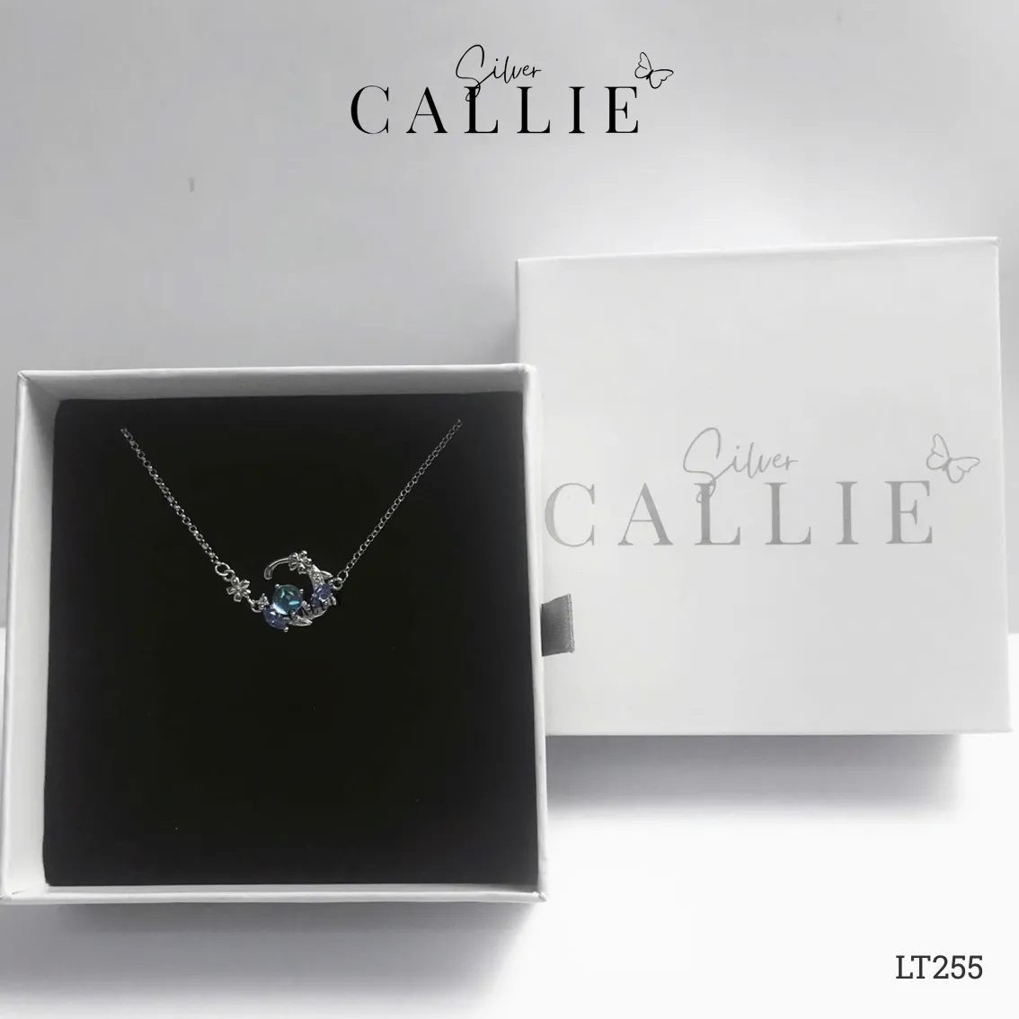 LT255 - Lắc Tay Bạc Callie Silver Mặt Trăng Đá Xanh Dương - Hình ảnh 9