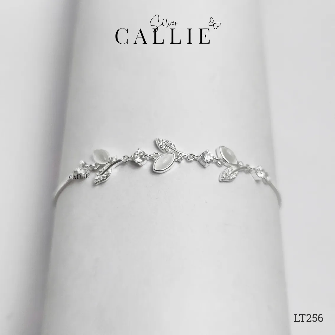 LT256 - Lắc tay bạc dây rút hình lá - Image 3