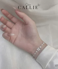 Alternative view of LT260 - Lắc tay bạc Callie Silver cỏ 4 lá đá trắng bầu