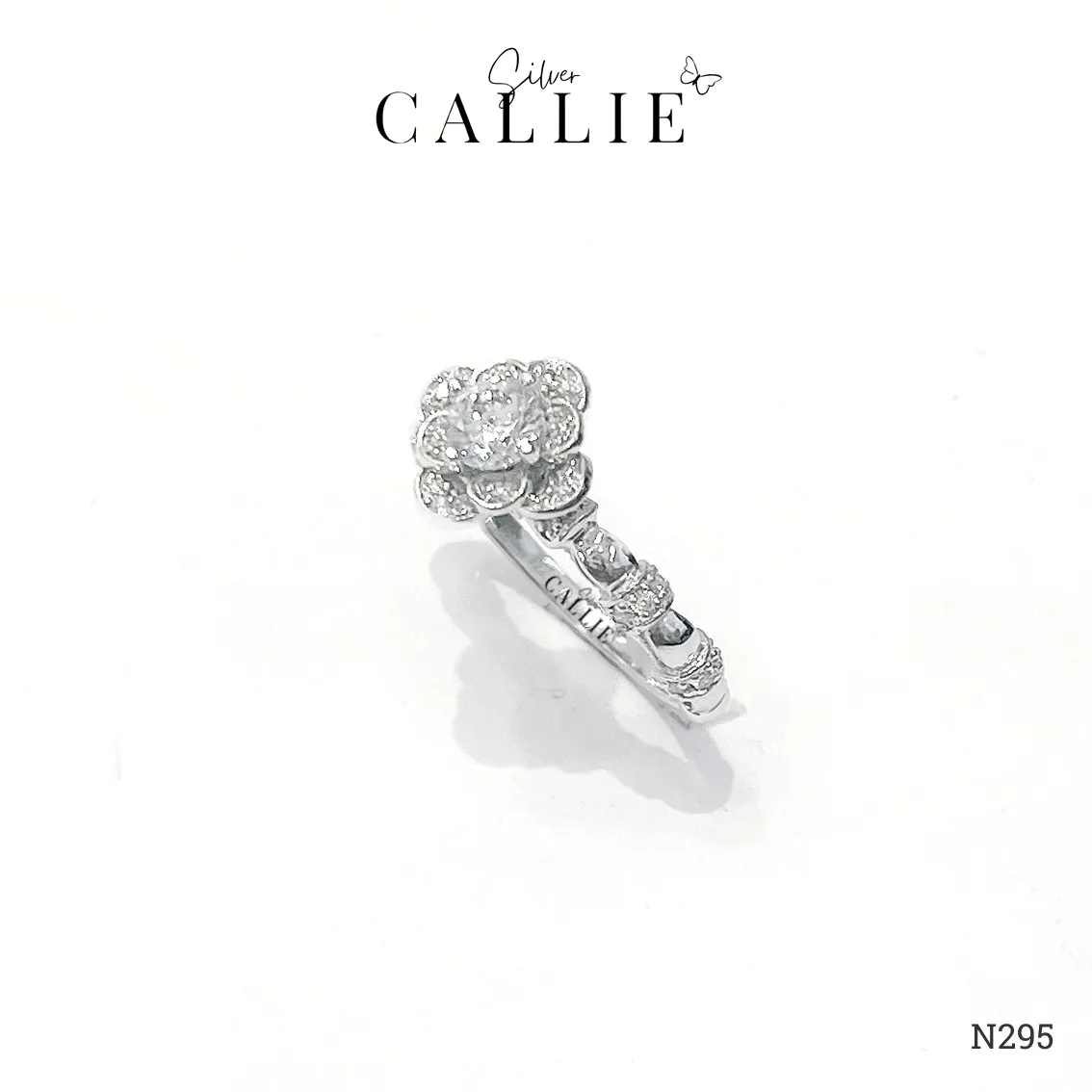 N295 - Nhẫn bạc thiết kế Callie Silver hình hoa - Image 3
