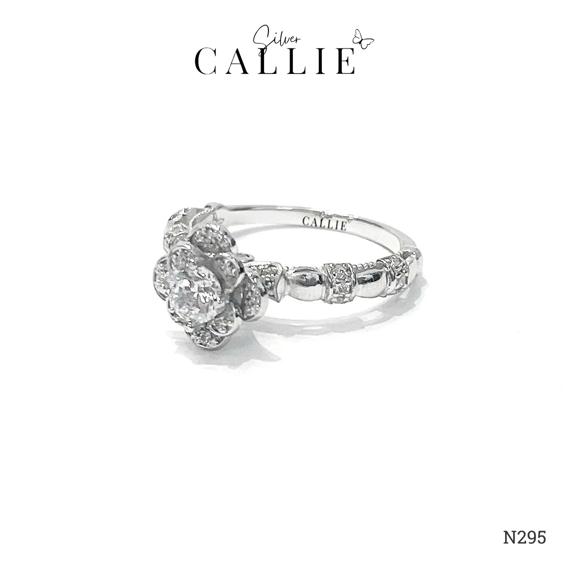 N295 - Nhẫn bạc thiết kế Callie Silver hình hoa - Image 4