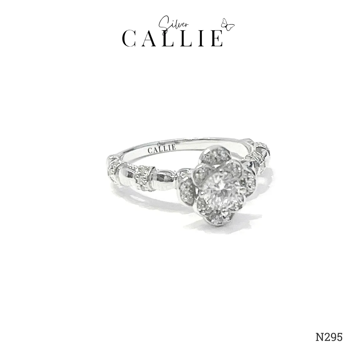 N295 - Nhẫn bạc thiết kế Callie Silver hình hoa - Image 5