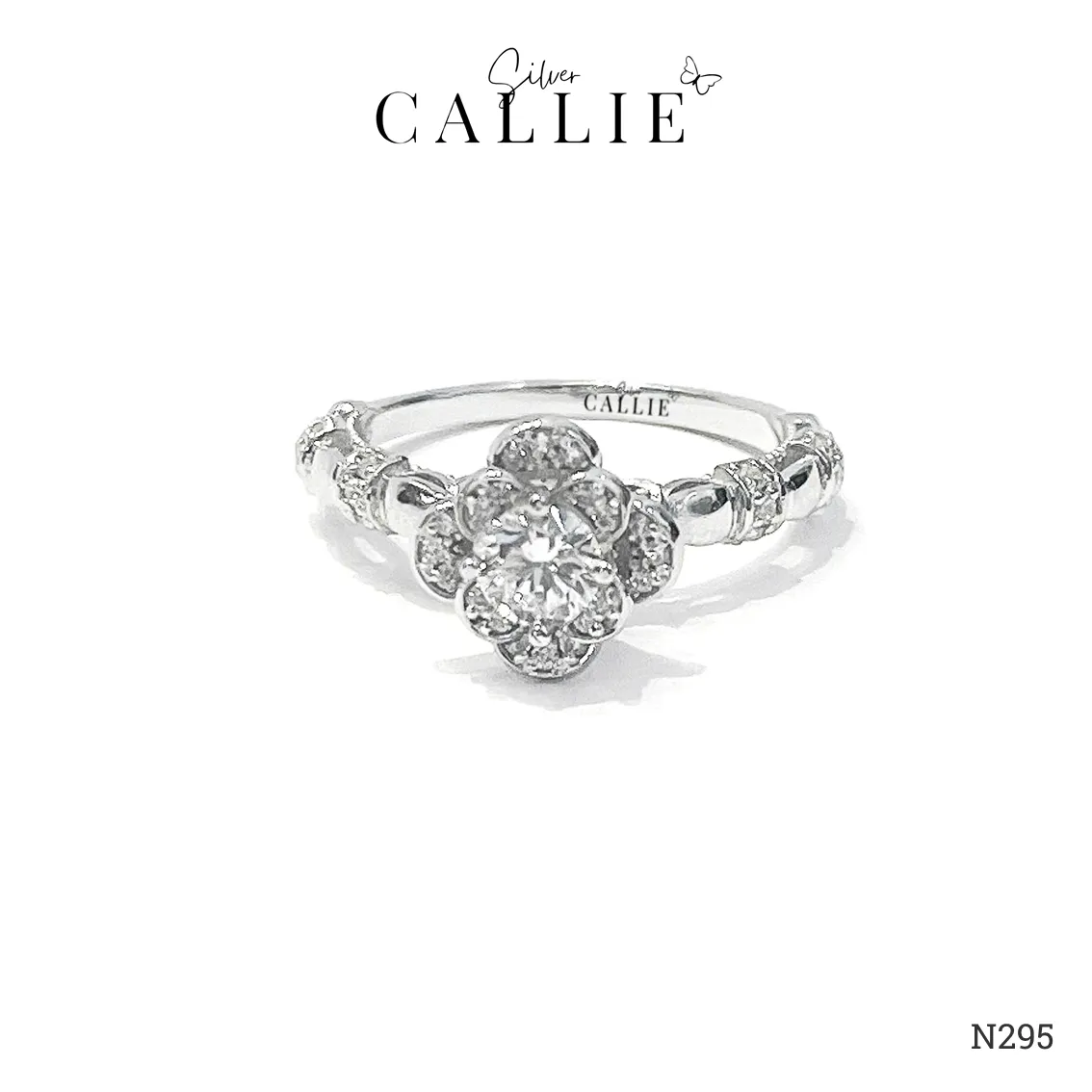 N295 - Nhẫn bạc thiết kế Callie Silver hình hoa