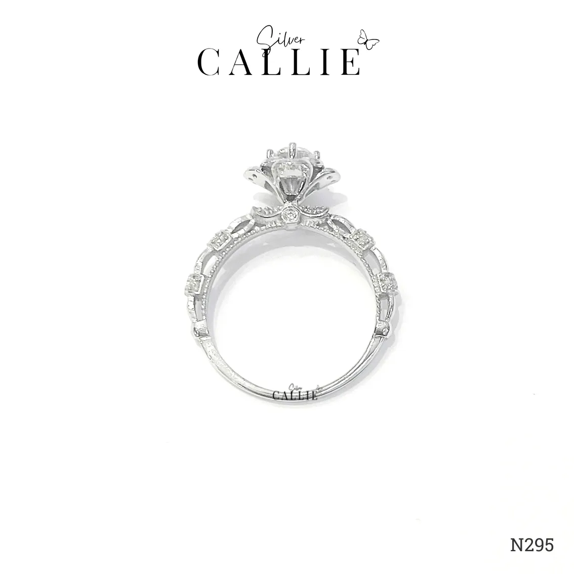 N295 - Nhẫn bạc thiết kế Callie Silver hình hoa - Image 7