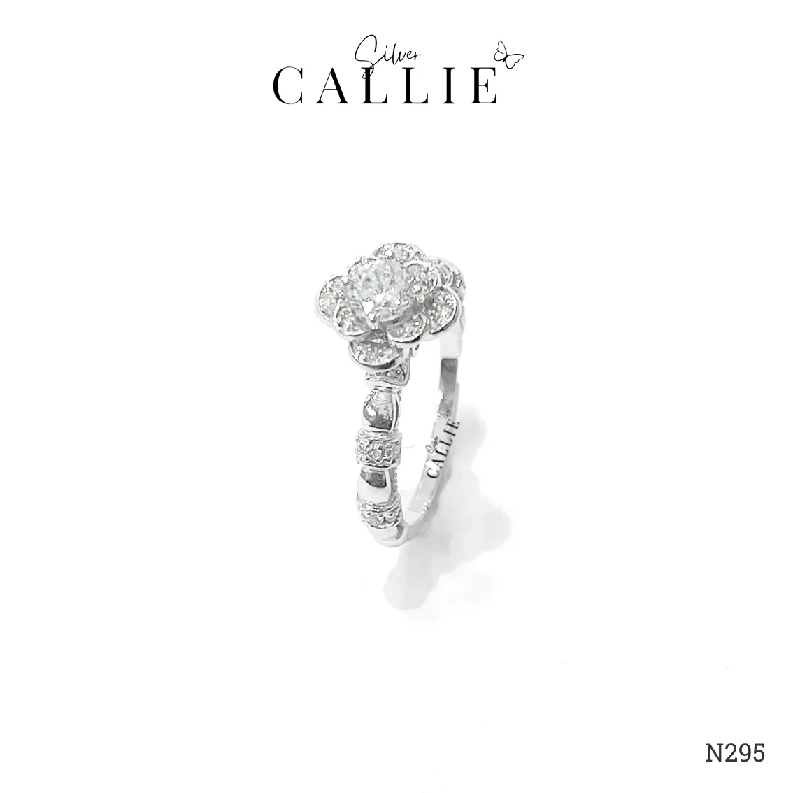 N295 - Nhẫn bạc thiết kế Callie Silver hình hoa - Image 8
