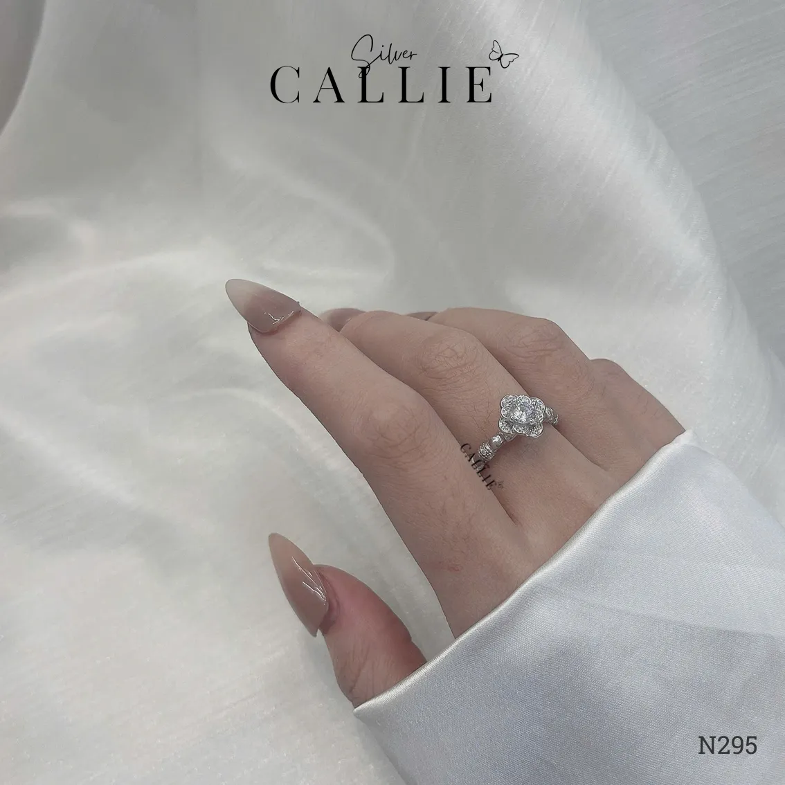 N295 - Nhẫn bạc thiết kế Callie Silver hình hoa - Image 2