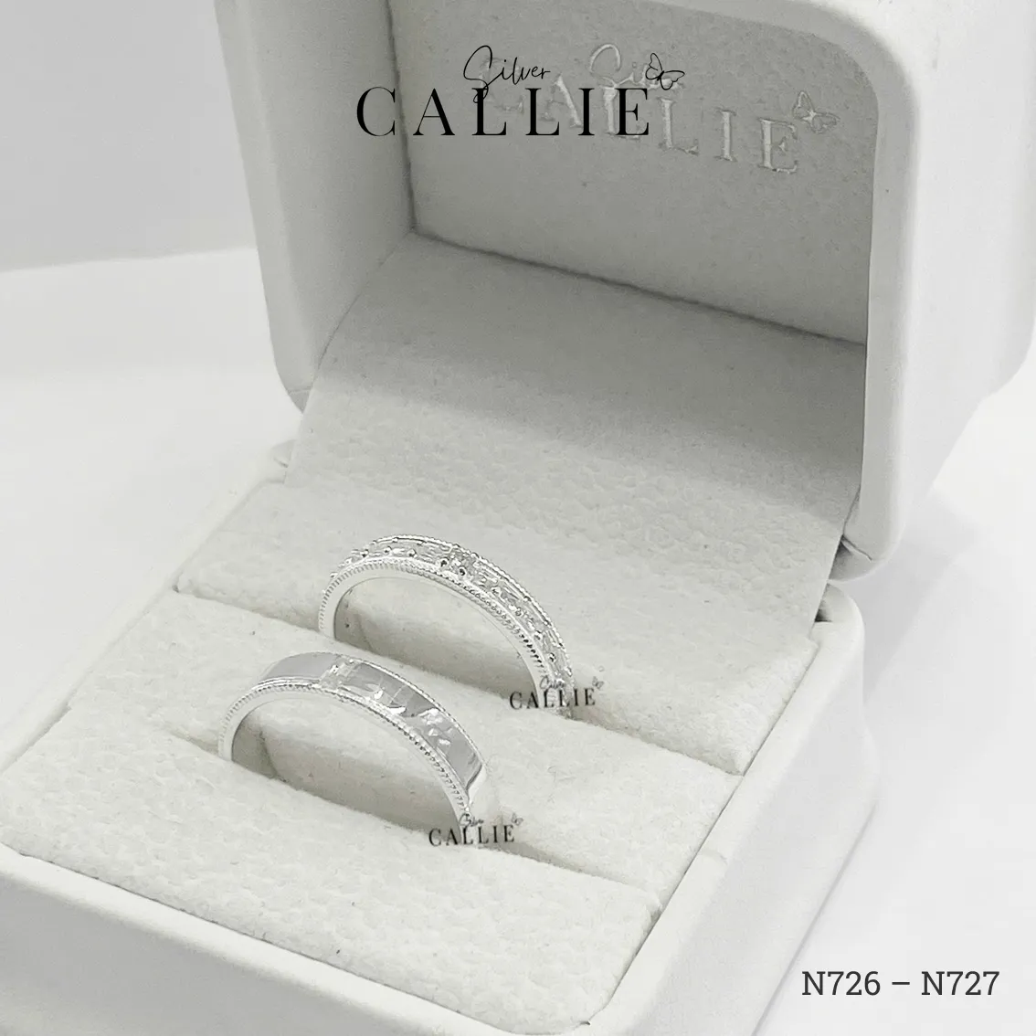 N726 - N727: Nhẫn Bạc Thiết Kế Callie Silver 1 Viên Chủ Viền Bi - Image 8