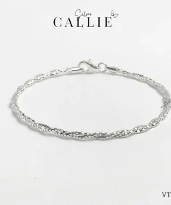 VT166 - Vòng Tay Bạc Callie Silver Dây Đan Đôi