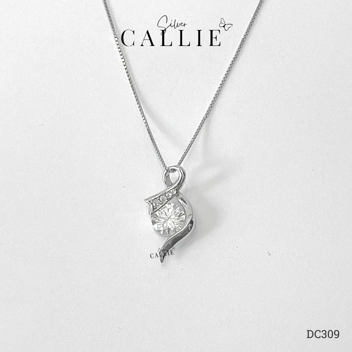 DC309 - Dây chuyền bạc Callie Silver 1 viên chủ moissanite - Hình ảnh 8