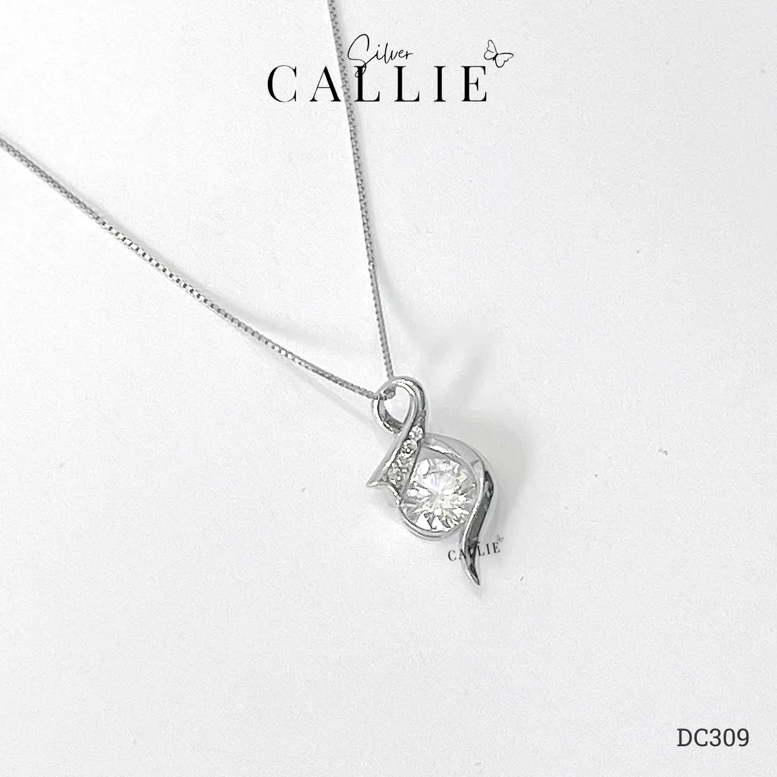 DC309 - Dây chuyền bạc Callie Silver 1 viên chủ moissanite - Hình ảnh 3