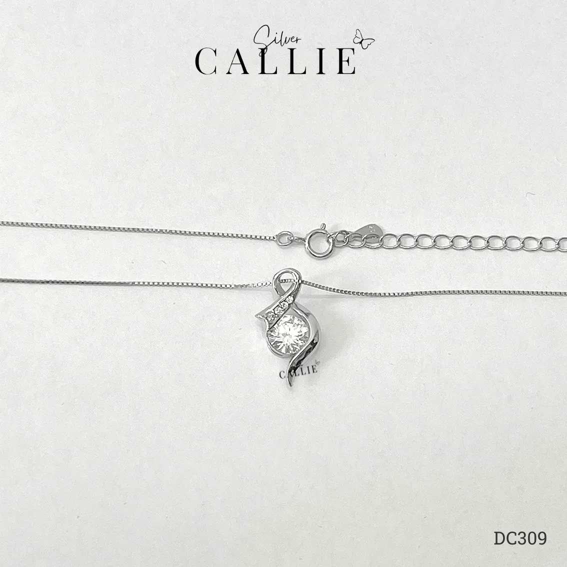 DC309 - Dây chuyền bạc Callie Silver 1 viên chủ moissanite - Hình ảnh 4