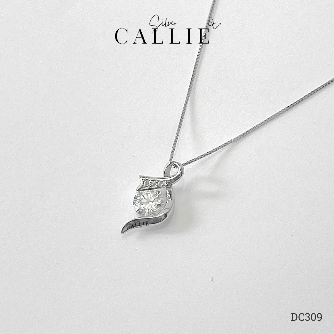 DC309 - Dây chuyền bạc Callie Silver 1 viên chủ moissanite - Hình ảnh 5