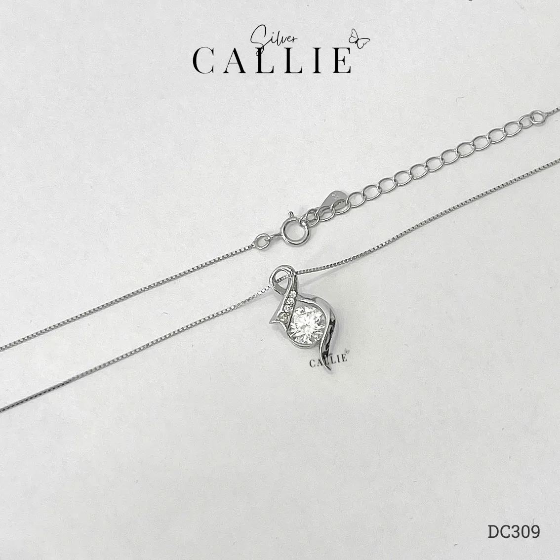 DC309 - Dây chuyền bạc Callie Silver 1 viên chủ moissanite