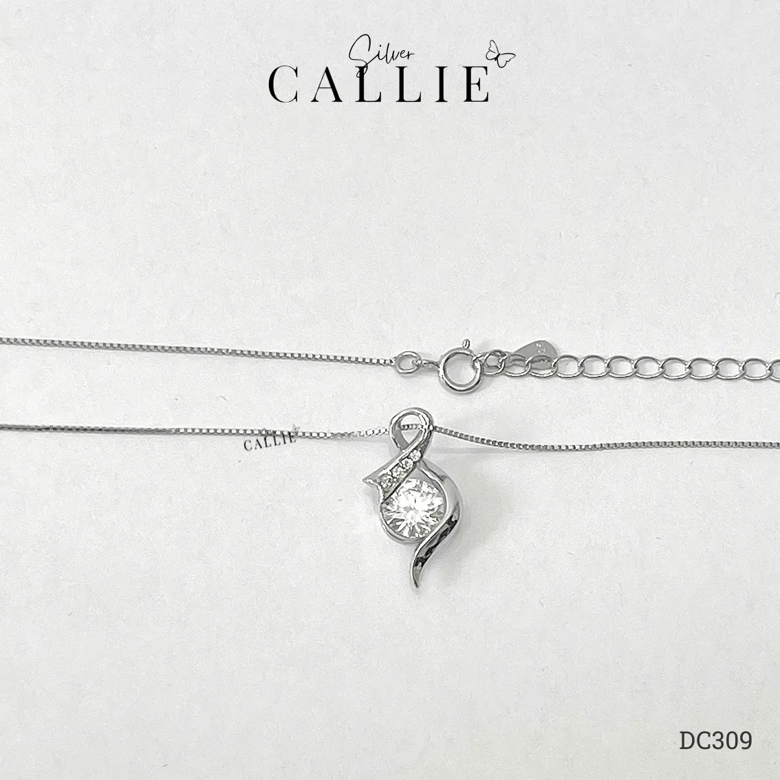 DC309 - Dây chuyền bạc Callie Silver 1 viên chủ moissanite - Hình ảnh 7