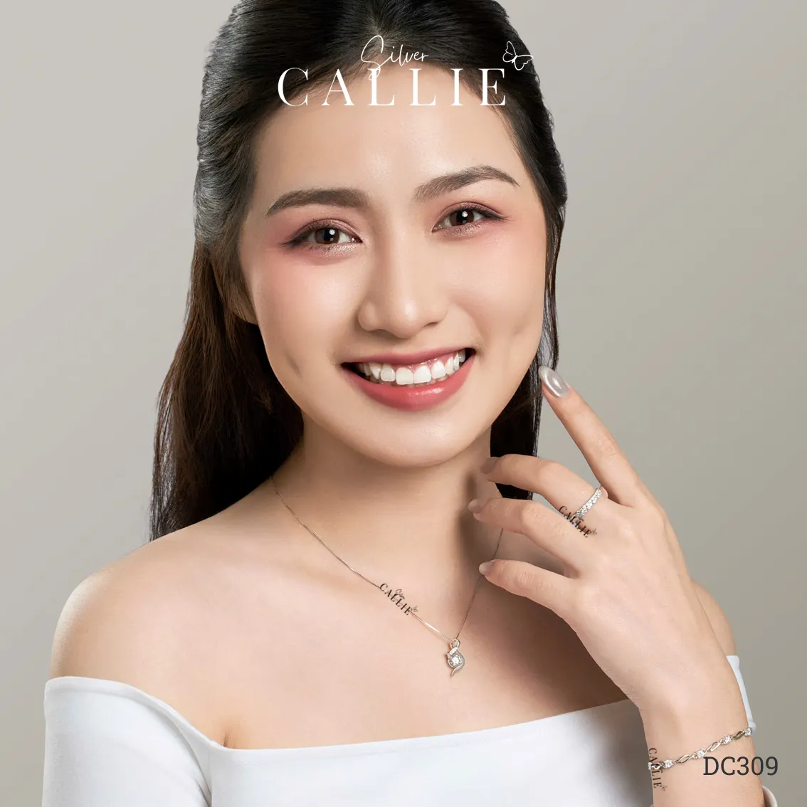 DC309 - Dây chuyền bạc Callie Silver 1 viên chủ moissanite - Hình ảnh 2