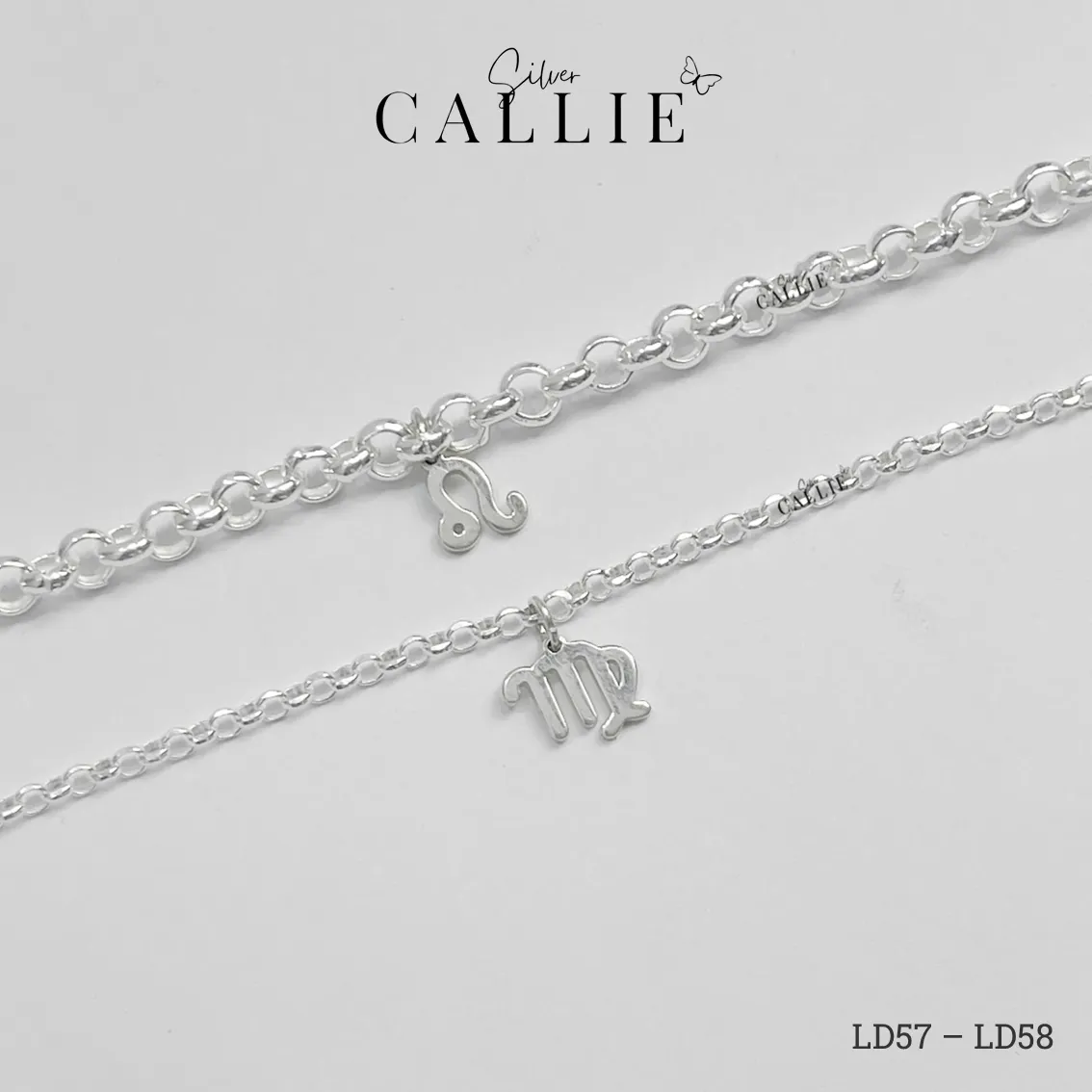 LD57 - LD58: Lắc tay đôi bạc Callie Silver dây tròn kèm charm - Hình ảnh 5