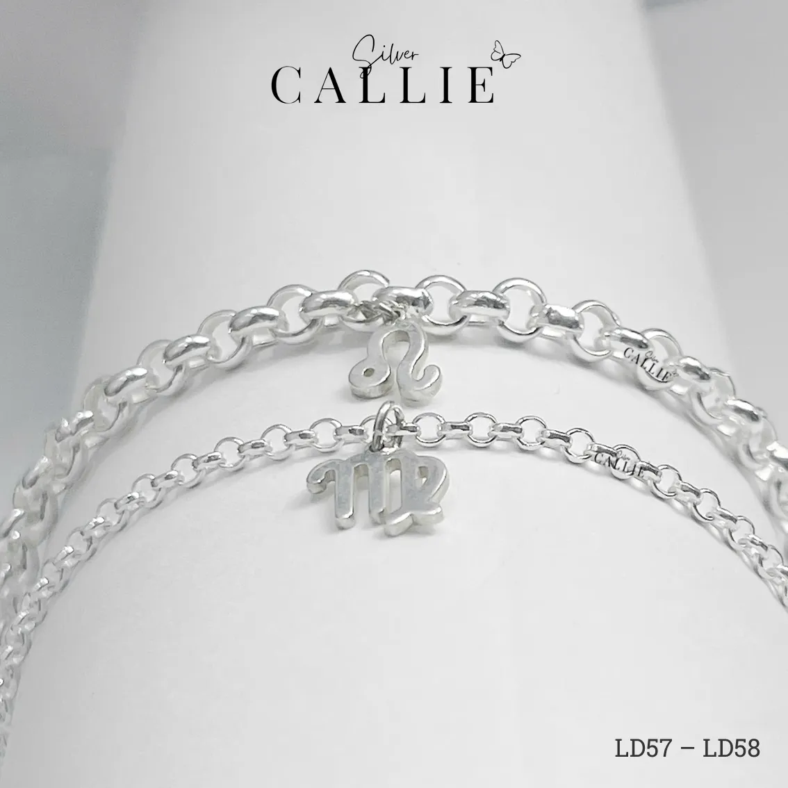 LD57 - LD58: Lắc tay đôi bạc Callie Silver dây tròn kèm charm - Hình ảnh 6