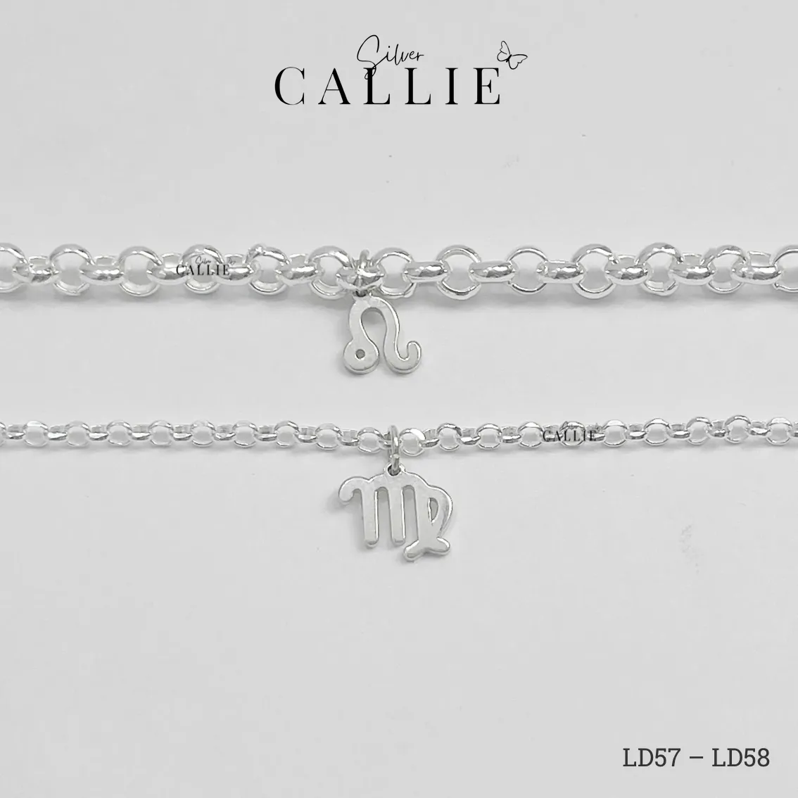 LD57 - LD58: Lắc tay đôi bạc Callie Silver dây tròn kèm charm - Hình ảnh 7