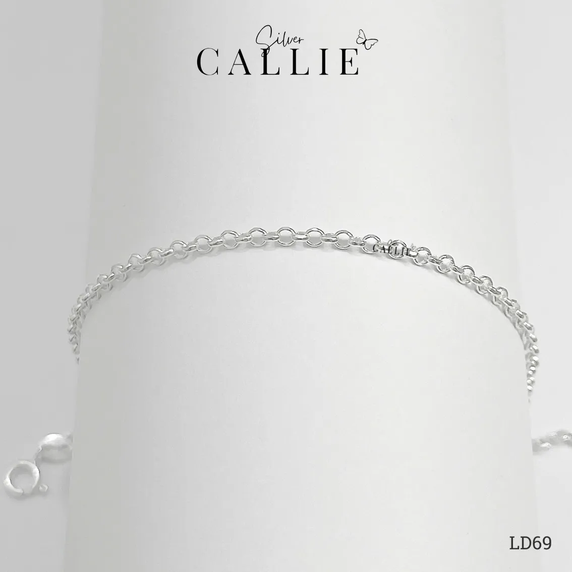 LD69 - Lắc tay bạc đôi Callie Silver dây tròn 2li4 - Hình ảnh 5
