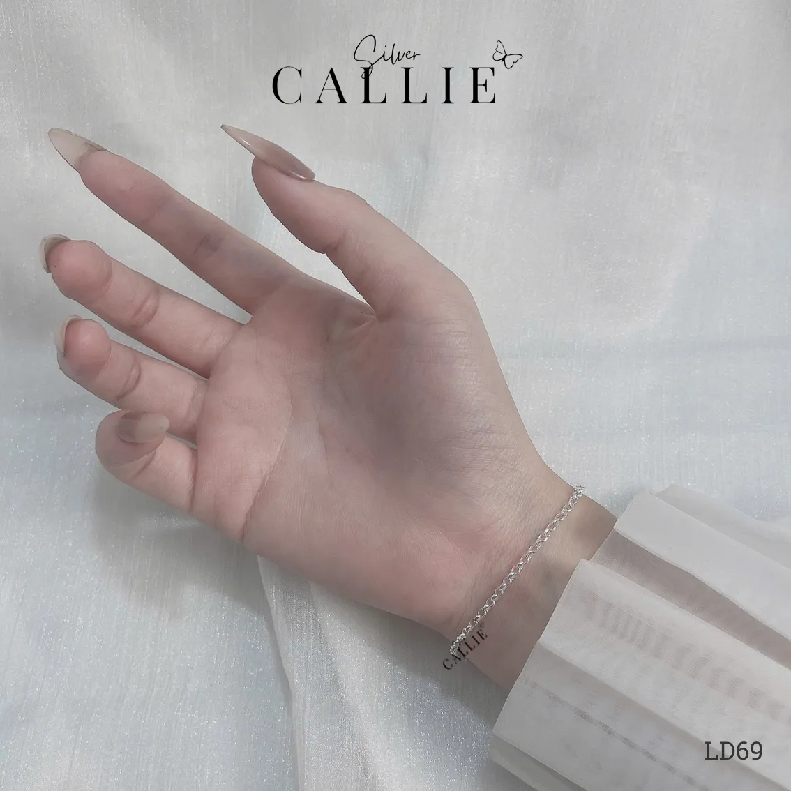 LD69 - Lắc tay bạc đôi Callie Silver dây tròn 2li4 - Hình ảnh 2